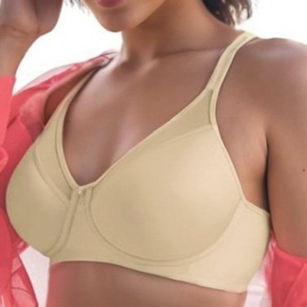 Bali Womens Smoothing T-Shirt Bra Nude 34C Wirefree Ultra Light‎ Comfort NWT
